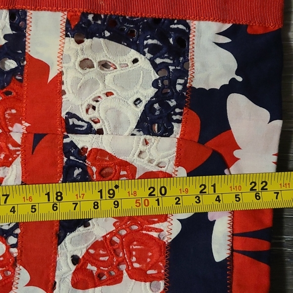 RENA LANGE 100% Cotton Red Eyelet Floral Boho Butterfly Blazer size 8 - Picture 8 of 8